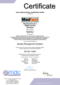EN ISO 13485:2016 MedFact certificate
